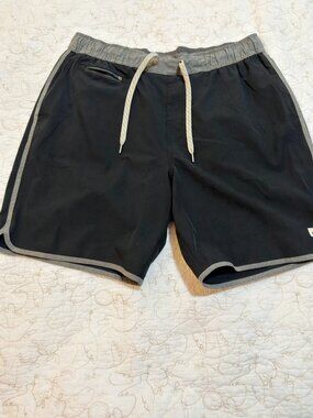 Vuori Men's Black Banks Running Unlined Surf Swim Shorts Size M